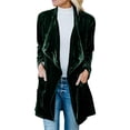 thumbnail image 1 of Luxalzxs Womens Solid Color Casual Long Sleeve Velvet Coat Jacket Open Front Mid-Length Cardigan Coat with Pockets Outerwear, 1 of 5