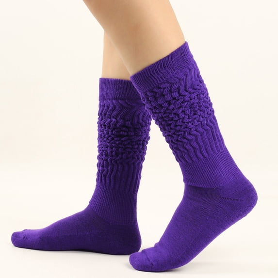 Luxalzxs Womens Solid Color Slouch Socks Scrunch Socks Knit Pile Socks Boot Socks Long Tube Socks
