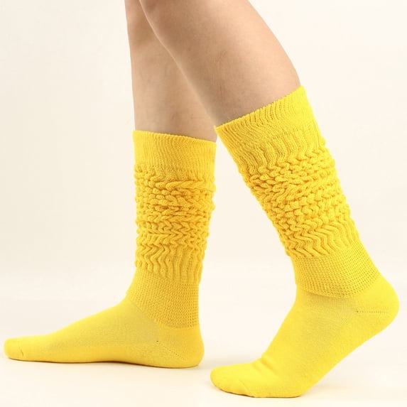 Luxalzxs Womens Solid Color Slouch Socks Scrunch Socks Knit Pile Socks Boot Socks Long Tube Socks
