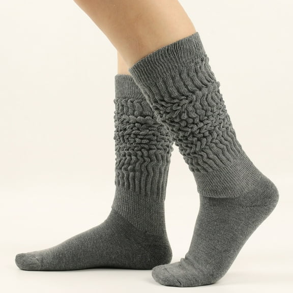Luxalzxs Womens Solid Color Slouch Socks Scrunch Socks Knit Pile Socks Boot Socks Long Tube Socks