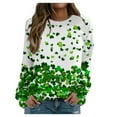 thumbnail image 1 of Luxalzxs Womens St. Patrick's Day Fashion Shamrock Printed Loose Long Sleeve Blouse Round Neck Casual Pullover Tops Sweatershirt, 1 of 5