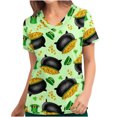thumbnail image 1 of Luxalzxs Womens St. Patrick's Day Scrub Tops Green Clover Shamrock Short Sleeve V-Neck Nurse Working Uniform Funny Holiday Medical Scrubs Workwear, 1 of 4