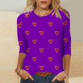 thumbnail image 1 of Luxalzxs Womens Tops 3/4 Sleeve Shirts Round Neck Loose Casual Blouses Plus Size Summer Valentines Heart Graphic Print Tshirts, 1 of 5