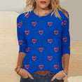 thumbnail image 1 of Luxalzxs Womens Tops 3/4 Sleeve Shirts Round Neck Loose Casual Blouses Plus Size Summer Valentines Heart Graphic Print Tshirts, 1 of 5