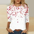 thumbnail image 1 of Luxalzxs Womens Valentine's Day Heart Shirts Summer Valentines Graphic T Shirt Dressy Casual 3/4 Sleeve Tops Tunics, 1 of 5