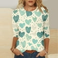 thumbnail image 1 of Luxalzxs Womens Valentines Shirts 3/4 Sleeve Heart Print Tops Round Neck Blouse Tee Shirts, 1 of 5
