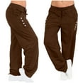 thumbnail image 1 of Luxalzxs Womens Wide Leg Yoga Pants High Waisted Adjustable Tie Knot Joggers Pants Casual Loose Plus Size Lounge Sweatpants with Pockets, 1 of 5