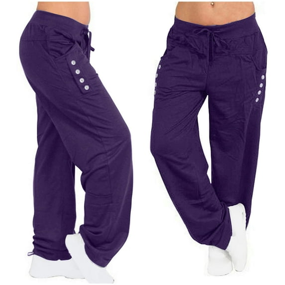 Luxalzxs Womens Wide Leg Yoga Pants High Waisted Adjustable Tie Knot Joggers Pants Casual Loose Plus Size Lounge Sweatpants with Pockets