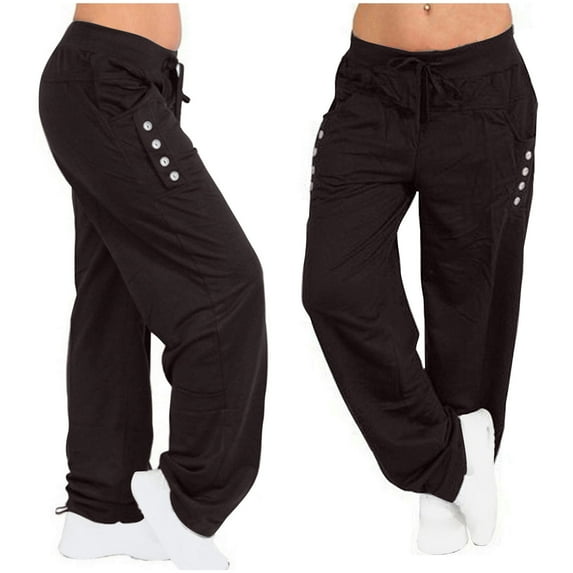 Luxalzxs Womens Wide Leg Yoga Pants High Waisted Adjustable Tie Knot Joggers Pants Casual Loose Plus Size Lounge Sweatpants with Pockets