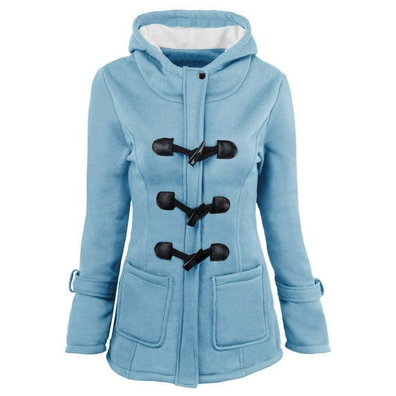 Luxalzxs Womens Winter Coats Sherpa Lined Jackets Toggle Button Hooded Parka Jacket Fuzzy Warm Windproof Outerwear
