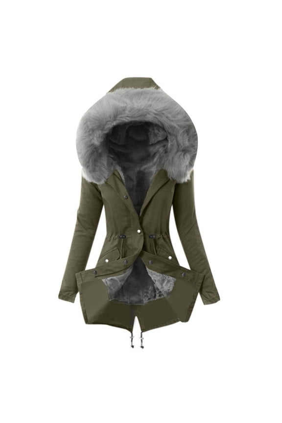 Luxalzxs Womens Winter Coats Thick Warm Hooded Overcoat Fleece Lining Plush Parka Jackets Warm Long Puffer Down Outwear