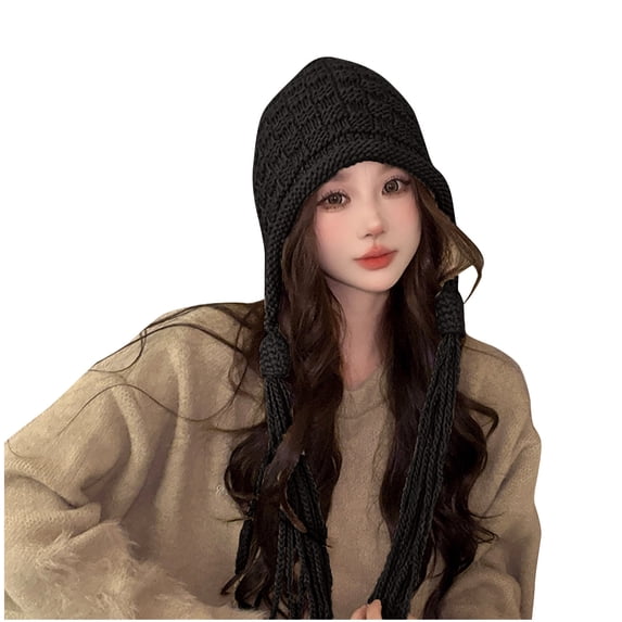 Luxalzxs Womens Winter Hats Warm Knit Cover Ears Beanie Hat Tassel Knitted Peruvian Hat Ear Flaps Wool Cap