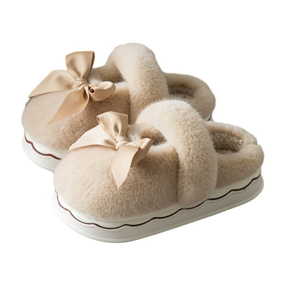 Luxalzxs Womens Winter Warm Slippers, Soft Comfortable Furry Fleece Lined House Slippers, Home Bedroom Cotton Slippers