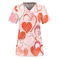 thumbnail image 1 of Luxalzxs Working Uniform for Womens Valentine's Day Short Sleeve V-Neck Heart Graphic Print Nurse Uniform Blouse Scrubs Tops with Pockets, 1 of 4