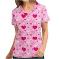 thumbnail image 1 of Luxalzxs Working Uniforms for Women Valentine's Day Love Heart Print Scrub_Tops Nurse Uniform V-Neck Short Sleeve Shirts with Pockets, 1 of 4