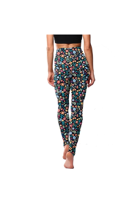 Luxalzxs Yoga Leggings for Women Classic Retro Color Floral Graffiti Print Sweatpants High Waisted Tummy Control Workout Legging Yoga Pants