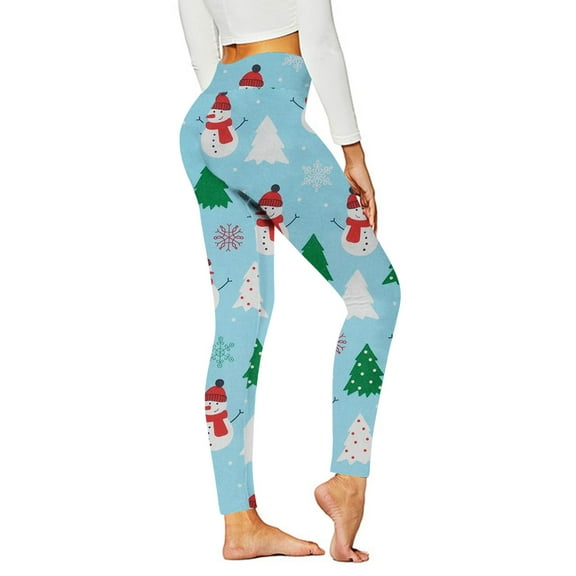 Luxalzxs Yoga Pants for Women Christmas Printed Leggings High Waist Workout Riding Pants Trouser