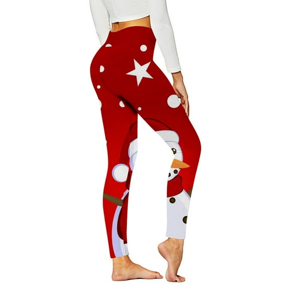 Luxalzxs Yoga Pants for Women Christmas Printed Leggings High Waist Workout Riding Pants Trouser
