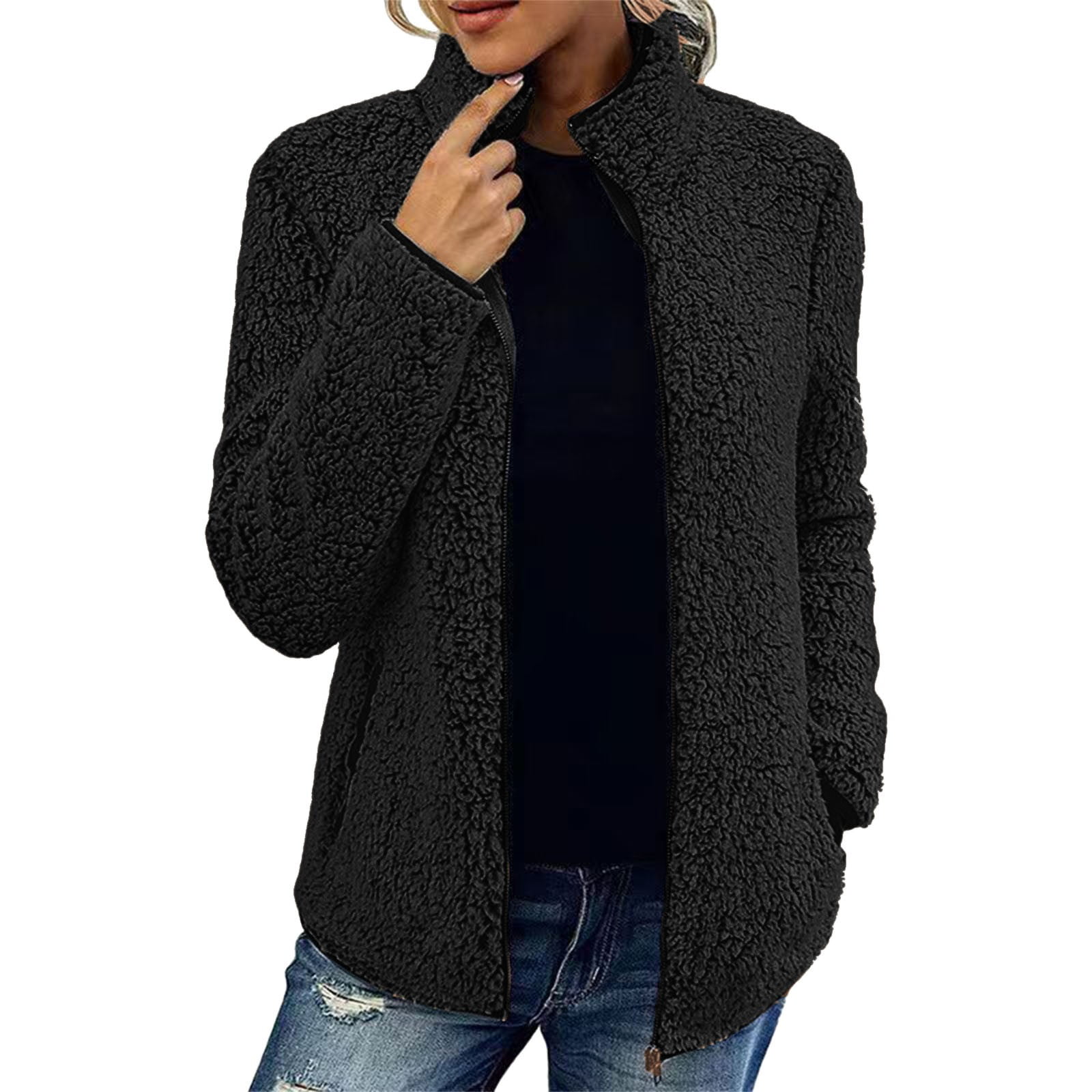 Luxao Trendy Women's Quilted Jacket Long Sleeve Soft Zip Pocket for