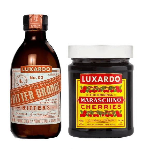 Luxardo Maraschino Cherry and Aromatic Bitters Variety Pack (Bitter Orange Bitter + Maraschino Cherry)