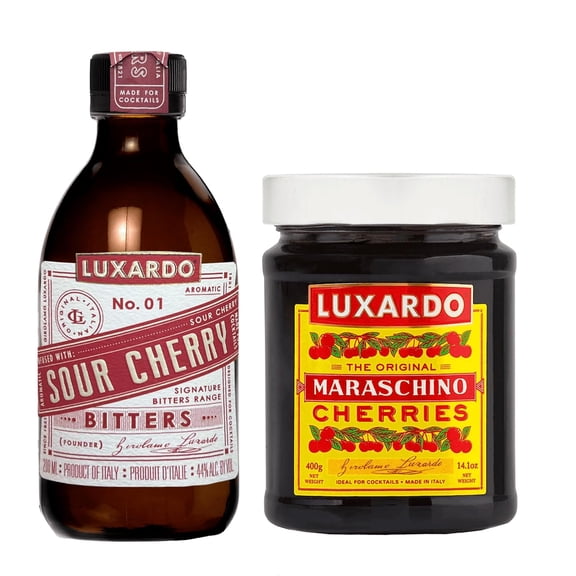 Luxardo Maraschino Cherry and Aromatic Bitters Variety Pack (Sour Cherry Bitter + Maraschino Cherry)