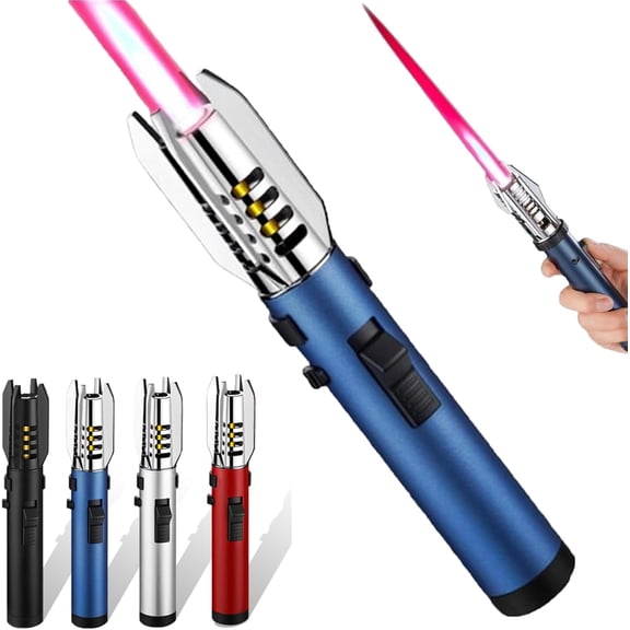 Luxblaze Windproof Torch Lighter, Refillable Butane Lighter with Safety Lock & 360° Inverted Ignition, Adjustable Straight Flame, Powerful Torch Lighter for Camping, BBQ, Baking, Campfires
