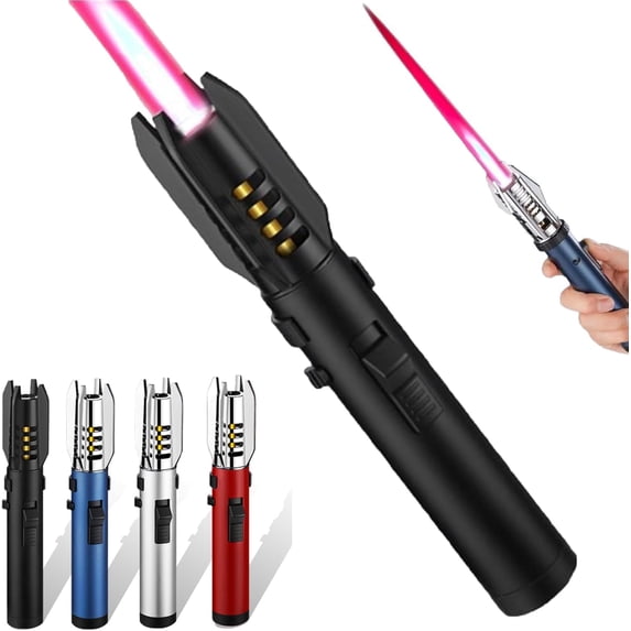 Luxblaze Windproof Torch Lighter, Refillable Butane Lighter with Safety Lock & 360° Inverted Ignition, Adjustable Straight Flame, Powerful Torch Lighter for Camping, BBQ, Baking, Campfires