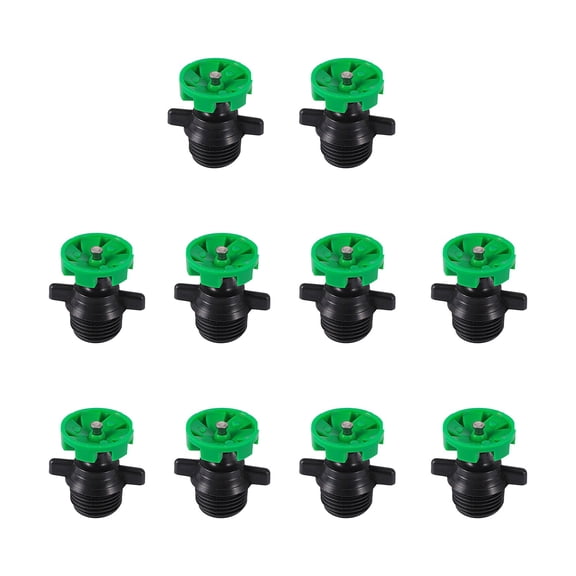 Luxcidy 1/2Inch Automatic Rotating Sprinkler, 10 PCS Irrigation Sprinkler Heads, Adjustable 360 Degree Lawn Watering Universal Nozzle Irrigation Micro Spray Heads for Garden Irrigation (Green)