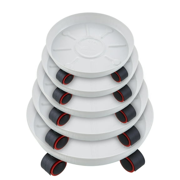 Luxcidy 10.23" Plant Caddy, Plant Pallet with Brake Wheels, Moving Plant Pot Saucer, Plant Roller Dolly for Indoor or Outdoor Heavy Duty Planter (White)