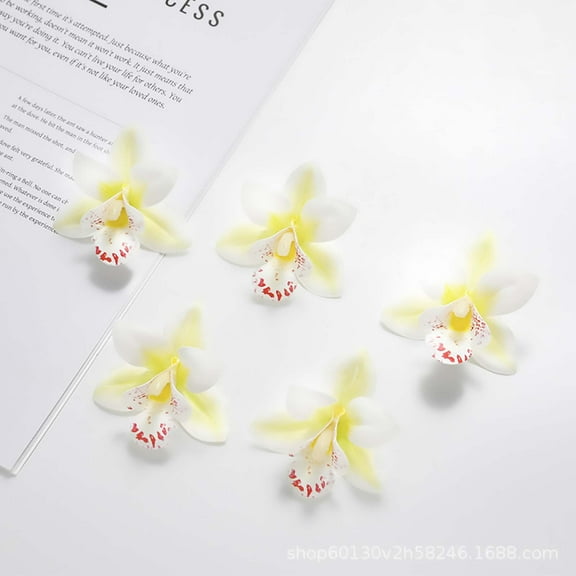 Luxcidy 10PCS Artificial Flowers Plastic, Simulation Faux Flower Heads for Craft Decorating, DIY Materials for Hair Accessories Headwear, Wedding Party Floral Arrangement Supplies (White)