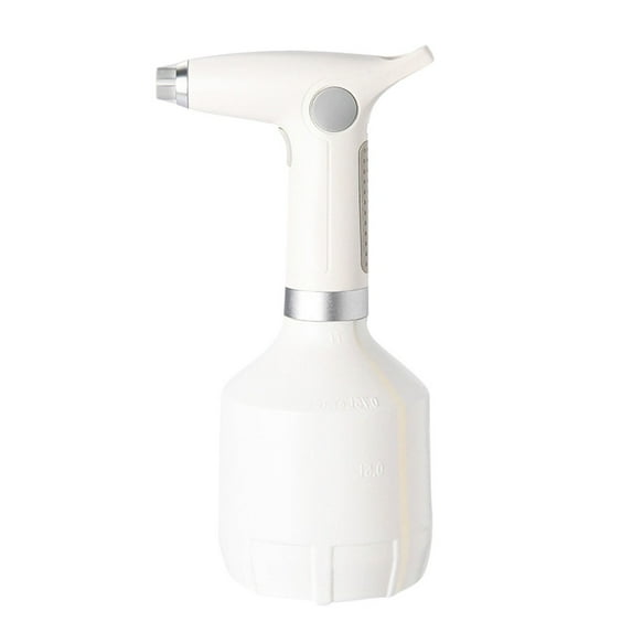 Luxcidy 1L Electric Spray Bottle, 3.7V Electric Plant Mister with Adjustable Spout of Water Mist or Water Column, Rechargeable Spray Bottle for Garden, Cleaning (White)