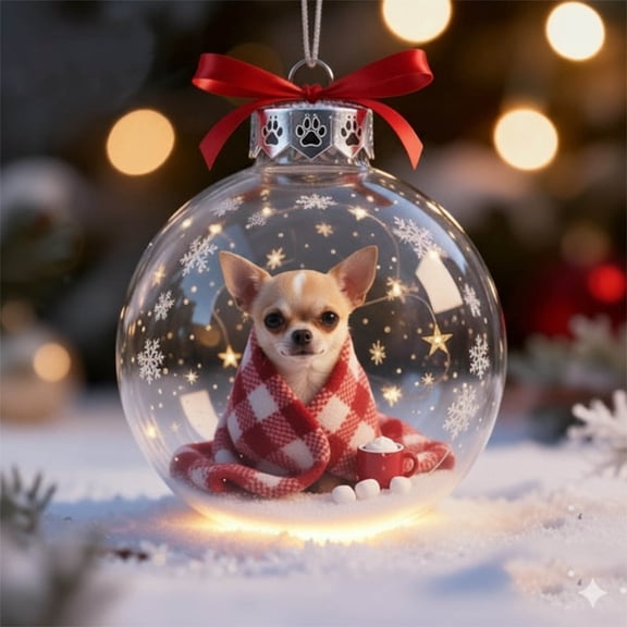 Luxcidy 1pcs Cute Dog Acrylic Ornament, 3.14in Flat Animal Decor, Christmas Tree Hanging Pendant for Pet Lovers Home Celebration Gift(D)