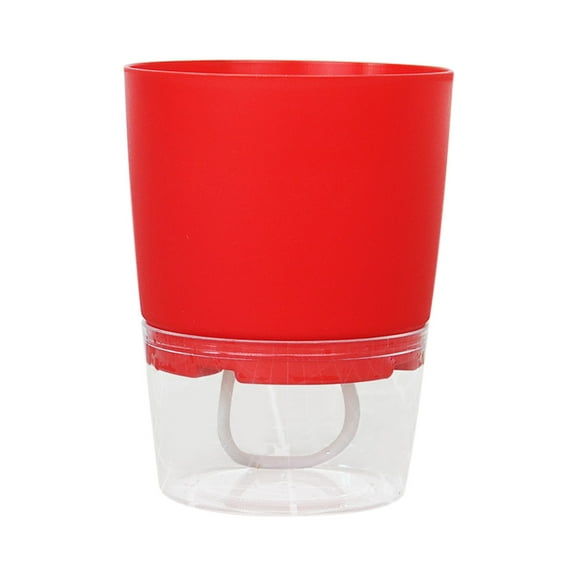 Luxcidy 2 Layers 3.5In Detachable Self-Watering Plant Flower Pot with a Water Container & Cotton Ropes, Shatterproof Plastic Plant Pot for All House Herbs Plants African Violets & Dahlias (Red)