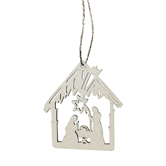 Luxcidy 20pcs 3 Inch Christmas Nativity Scene Ornaments, Nativity Scene Ornaments Religious Christmas Wooden Hanging, for Christmas Tree Gifts Home Decor