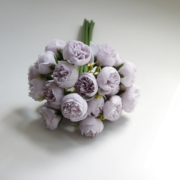 Luxcidy 27 Tea Roses Bouquet, Fake Roses Artificial Silk Flowers Faux Rose Flower Bouquet for DIY Arrangement Wedding Centerpiece Party Home Kitchen Decor (E)