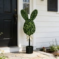 thumbnail image 1 of Luxcidy 29.53in Boxwood Bunny Topiary with Bow, Easter Bunny Topiary Tree Artificial Rabbit Topiary Outdoor Decorations, Artificial Bunny-Shaped Tree Faux Boxwood Plant for Garden Home Indoor Porch, 1 of 8