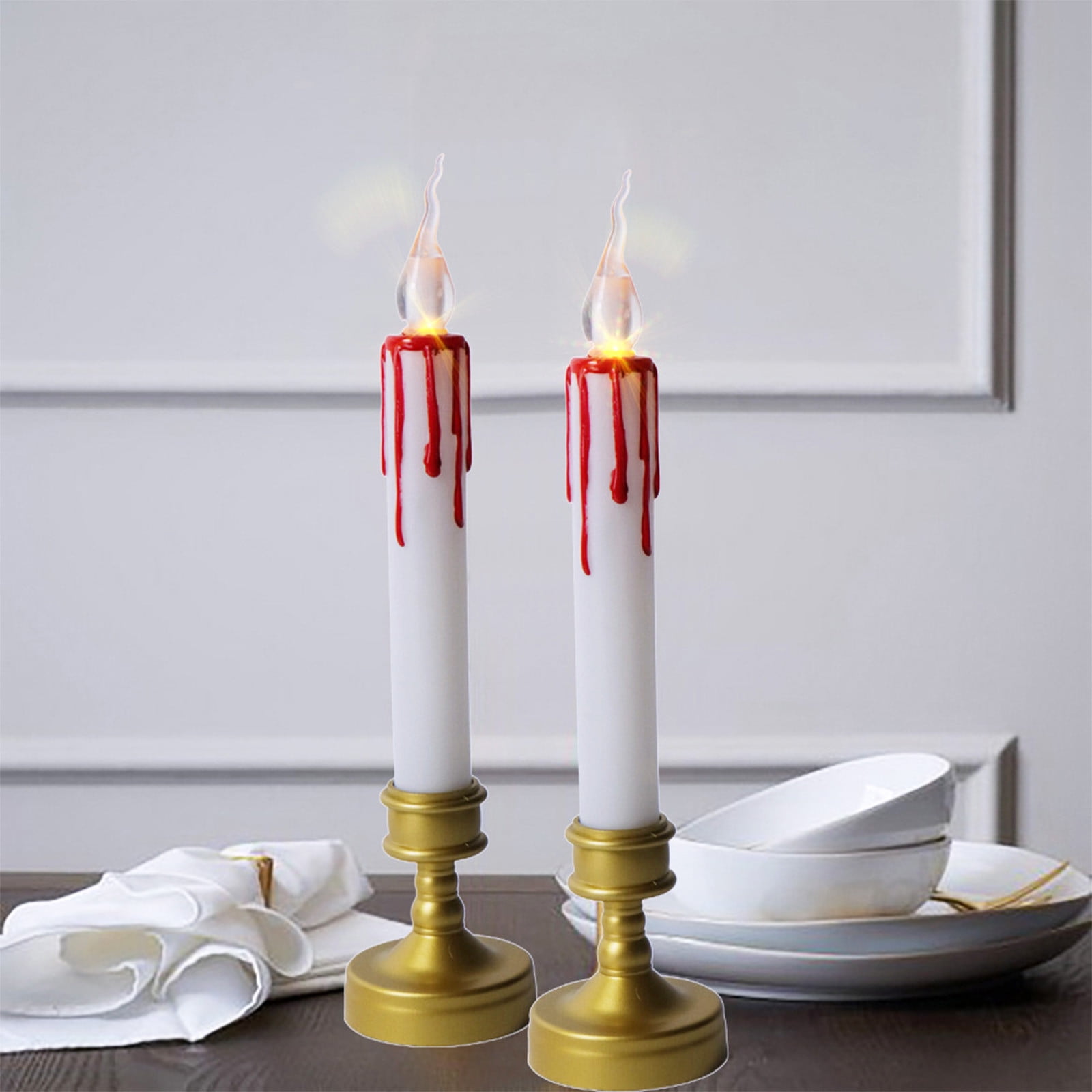 Luxcidy 2PCS Simulated Electronic Candles,LED Dripping Blood Halloween ...