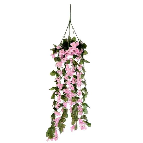 Luxcidy Artificial Hanging Flowers Fake Hanging Plants, Wisteria Hanging Flowers, Fake Hanging Flowers, for Wall Front Door Yard Garden Wedding Outdoor Decoration(Pink)