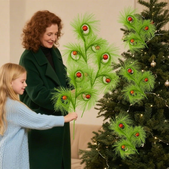 Luxcidy 2pcs Christmas Ball Branch Decorations Christmas Tree Decorations