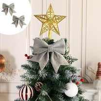 Luxcidy 2pcs Christmas Tree Topper Bow, Glitter shiny Bow Red Sparkling Christmas Bow for Gift Wrapping, Christmas Wreath Bows for Home Party Wedding Car Holiday Decor Supplies