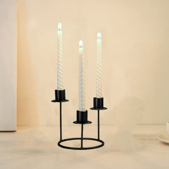 Luxcidy 3 Candles Metal Candelabra, Candelabra Balck Candlestick Holders, Metal Pillar Candle Holder for Wedding Event Candelabra Candle Stand (Black)