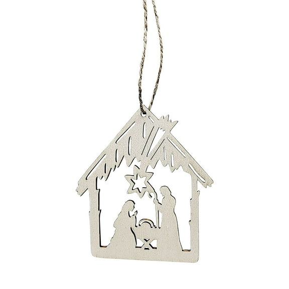 Luxcidy 3 Inch Christmas Nativity Scene Ornaments, Nativity Scene Ornaments Religious Christmas Wooden Hanging, for Christmas Tree Gifts Home Decor