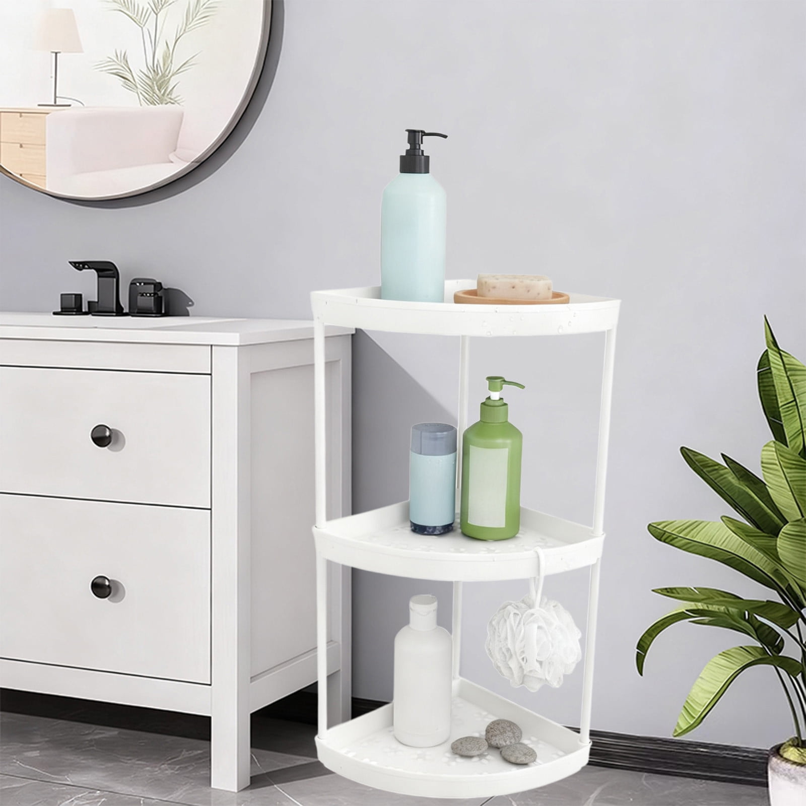 Luxcidy 3-Tier Triangle Shelf, Corner Storage Rack for Small Spaces ...