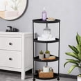 thumbnail image 1 of Luxcidy 4-Tier Rolling Triangle Shelf, Movable Corner Storage Unit with Lockable Wheels, Versatile Organizer Cart for Home Commercial Use (Black), 1 of 6