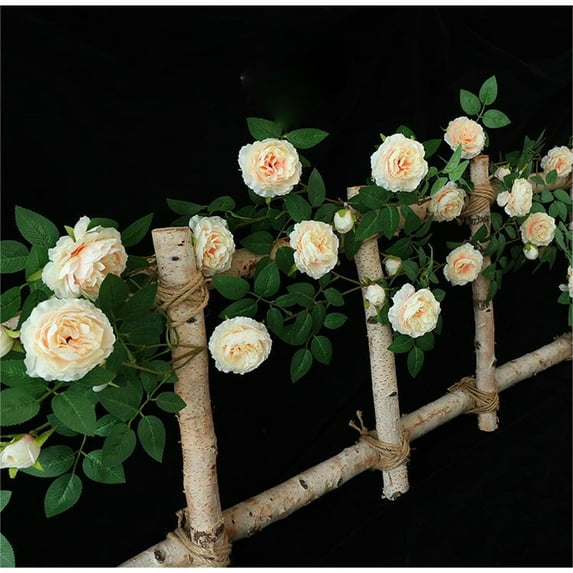 Luxcidy 5.9FT Artificial Peony Flower Garland with 19 Flower Heads, Fake Rose Garland Hanging Greenery Vine Silk Floral Vine Home Wedding Arch Wall Craft Arrangement Decorations(Champagne)