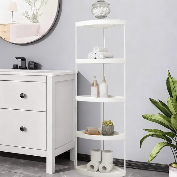 Luxcidy 5-Tier Triangle Corner Rack, High Capacity Storage Shelf for Narrow Spaces, Heavy Duty Organizer for Garage Pantry Warehouse Use (White)