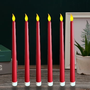 Luxcidy 6PCS Flameless Candles Set - Remote & Timer, Realistic Taper Candles with Flickering Light, Battery Operated Candles(Red)