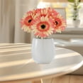 thumbnail image 1 of Luxcidy 6Pcs Chrysanthemum Artificial Flowers, Fake Daisy Flowers in Glass Vase,Real Touch Silk Faux Flowers with Stems for Home Bookshelf Tabletop Bathroom Decorations (Orange), 1 of 6