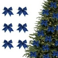 thumbnail image 1 of Luxcidy 6pcs Mini Christmas Tree Bows 6 cm Ribbon Bows Ornaments for Christmas Tree Hanging Decoration, Mini Bow Gift Wrapping Ribbons, for Crafts, Tree Decor & Gifts(Blue), 1 of 7