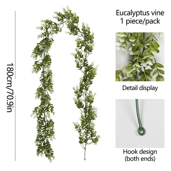 Luxcidy 70.9" Simulated Rattan, Artificial Ivy Vines for Spring Home Front Door Festival Party Indoor Outdoor Wall Garden Decor (A)